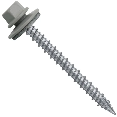 Vista 256 de Tornillos para techos de metal gris ABC 10 x 1 - Cabezal hexagonal - Arandela EPDM - Arandela de arranque automático/roscado - 1 bolsa - 250