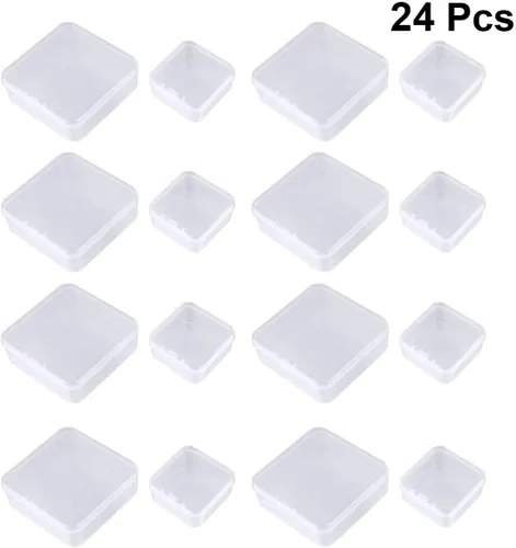 Vista 2 de ONDIAN CHUNCIN - 24Pcs Plastic Jewelry Holder Small Square Beads Organizer Desktop Sundries Container Earring Bracelet Storage Case for Home Shop