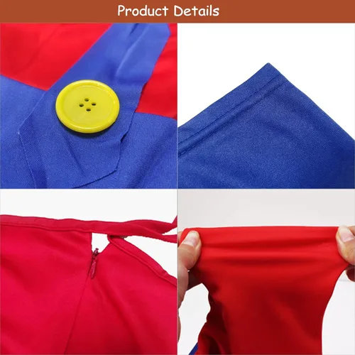 Vista 3 de VISVIC Super Costume Brothers - Disfraz de cosplay con sombrero de bigote para hombres, mujeres, adultos, niños y adolescentes