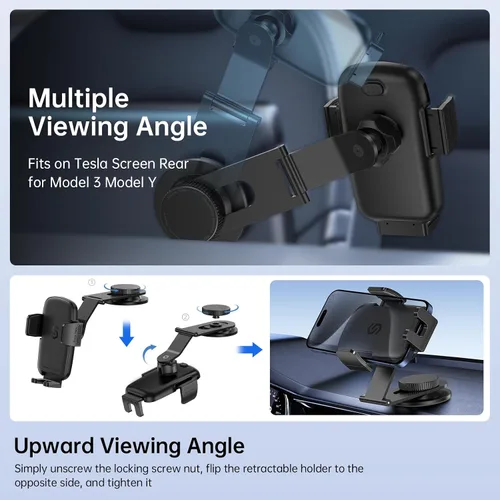 Vista 3 de SYNCWIRE Soporte de teléfono para coche para tablero universal [súper estable] Soporte de teléfono para coche con brazo plegable de aleación