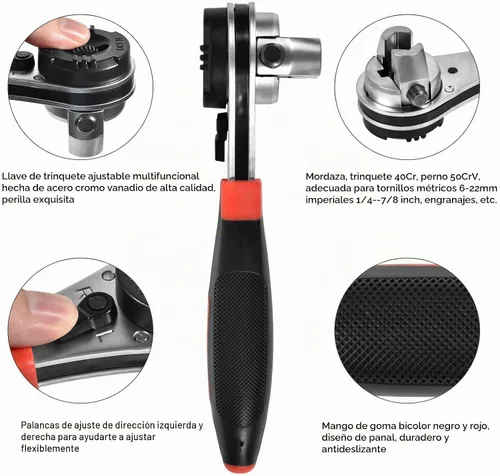 Vista 4 de SaferCCTV - Llave de trinquete ajustable para tornillo de 0.27 a 0.86 pulgadas, llave universal multifuncional, llave ajustable de trinquete