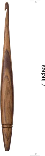 Vista 3 de Ommi - Ganchos de ganchillo con mango ergonómico, gancho de ganchillo de madera de teca hecho a mano de 7 pulgadas, aguja de tejer, tejido de hilo