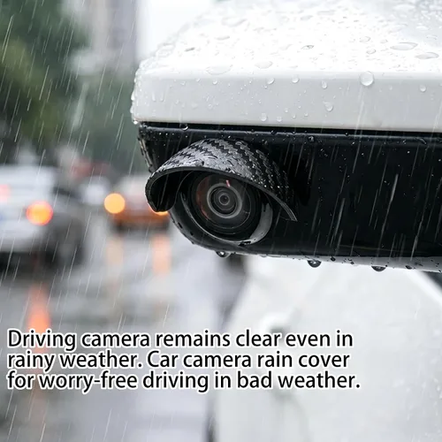 Vista 4 de Protector de lluvia para cámara de respaldo, 4 unidades, cubierta universal para capó de lluvia para cámara de respaldo de automóvil, adhesivo