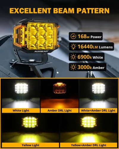 Vista 2 de Auxbeam Luces LED redondas+cuadradas de 5 pulgadas para todo terreno