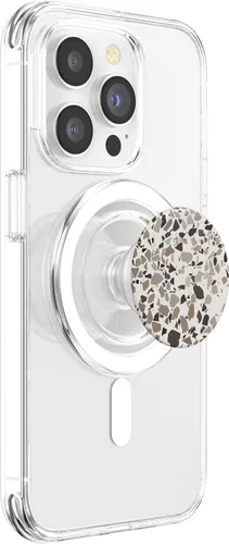 Vista 3 de Terrazo Estético Abstracto Tonos Tierra Neutros Beige PopSockets MagSafe PopGrip para iPhone