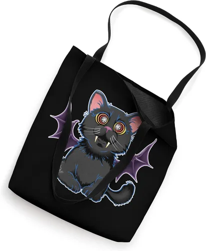 Vista 2 de Lindo ala de murciélago gato vampiro divertido Halloween pentagrama DOTD bolsa de mano