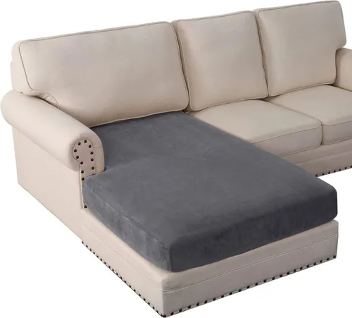 Vista 12 de ADPON Funda de cojín elástica de terciopelo para sofá, funda de cojín de felpa para silla, sofá biplaza o sofá, protector de muebles, cojín de Gris
