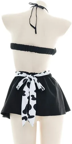Vista 4 de JasmyGirls Lencería de anime para mujer, lencería sexy para cosplay, disfraz de vaca kawaii, traje de juego de rol, ropa interior japonesa Lolita