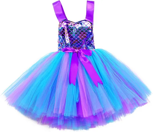 Vista 6 de Tutu Dreams Full Set Mermaid Dress for Girls Birthday Halloween Party Gifts Dress Up Clothes