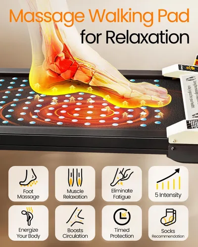 Vista 3 de AKLUER Caminadora Plegable con Inclinación – Caminadora 2 en 1 de Doble Cara para Debajo del Escritorio con Masajeador de Pies Shiatsu, Caminadoras