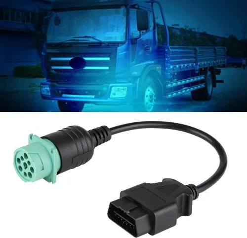 Vista 6 de Ejoyous OBD2 9 Pin al adaptador de cable de diagnóstico del escáner del camión de 16 pines OBD-ii varón a la herramienta de diagnóstico