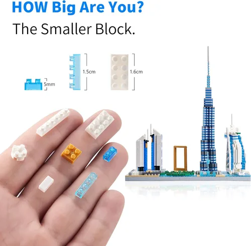 Vista 3 de Architecture Dubai Skyline - Kit de construcción de modelos coleccionables, juegos de microbloques para adultos, kit de modelo de regalo de 2545