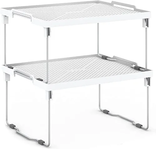 Vista 10 de ums Organizador de gabinete de cocina, estante apilable para congelador, organizador de caja de armario, estante elevador de estante, estante