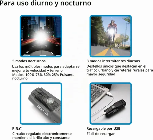 Vista 3 de CECO Luz frontal de bicicleta de 1000 lúmenes de 1000 lúmenes F Series 2.0, IP67 impermeable, FL-1 resistente a los impactos, recargable por USB