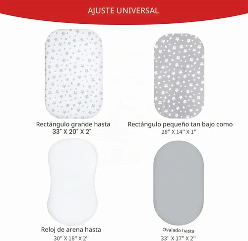 Vista 5 de Sábanas de moisés para bebé, niño o niña, ajuste universal para colchón de Gris