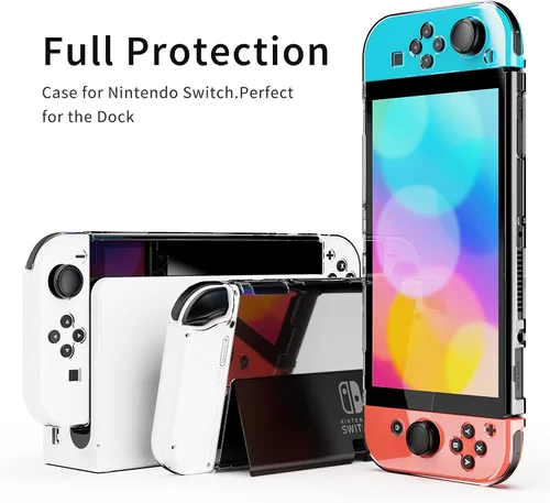 Vista 6 de Benazcap Funda compatible con Nintendo Switch OLED modelo 2021 14 en 1 kit de accesorios con funda de transporte cubierta transparente protector