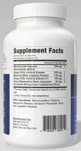 Vista 2 de Suplemento NAD + Resveratrol - Además de reforzar la salud celular, la resistencia y el envejecimiento saludable fabricado en Estados Unidos