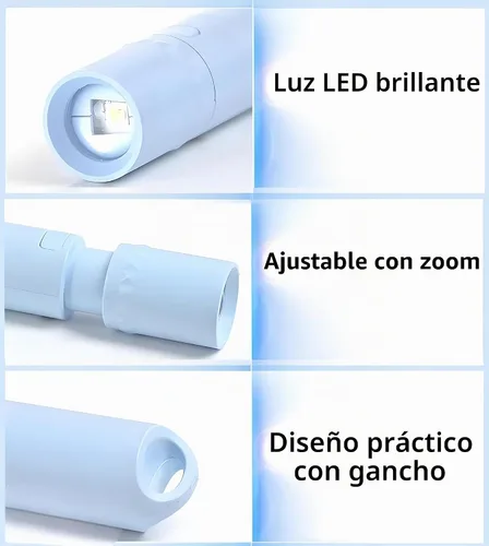 Vista 3 de Paquete de 5 mini linternas LED pequeñas, luces de flash recargables USB C, linternas ultraligeras con zoom para el hogar, emergencia, camping