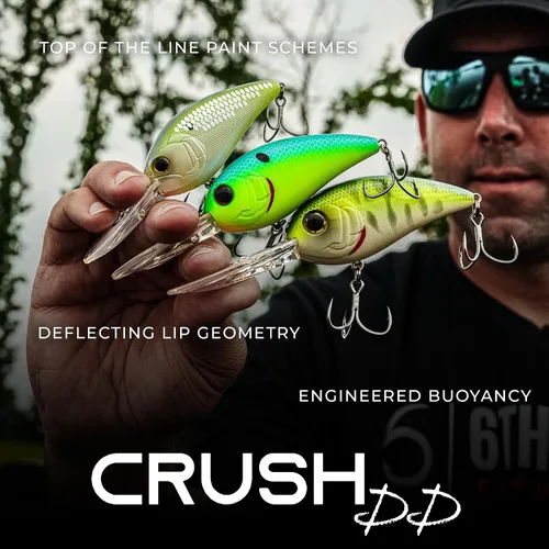 Vista 8 de 6th Sense Crush Deep Diving Crankbait - Señuelo de pesca de alta calidad en aguas profundas con detalles 3D, ganchos de níquel negro afilados