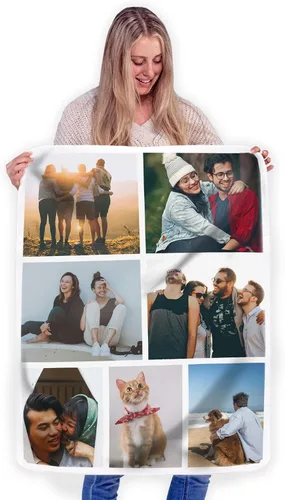 Vista 19 de FrameStory Manta personalizada con fotos y texto, totalmente personalizable con tus fotos y mensajes, manta de forro polar suave y suave, 30 x 40