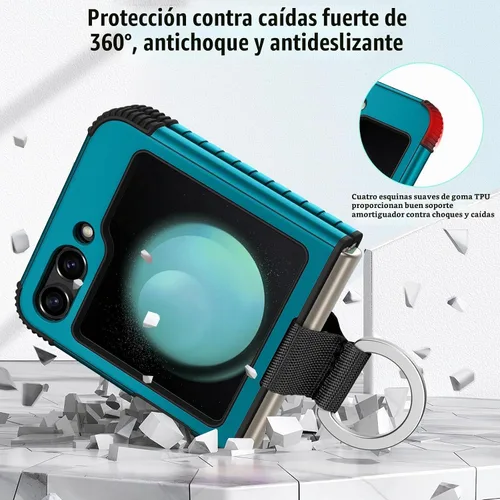 Vista 3 de BENTOBEN Funda para Samsung Galaxy Z Flip 5, Z Flip 5 5G, resistente 2 en 1, cuerpo completo, resistente, a prueba de golpes, con anillo