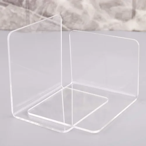 Vista 3 de 2 soportes para libros, sujetalibros de acrílico transparente, soportes antideslizantes para libros, películas, CDs, videojuegos