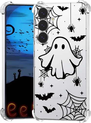 Vista 50 de Funda de Halloween para Google Pixel 6A transparente con diseños de murciélagos fantasmas, funda para teléfono para niñas, elegante, delgada, a