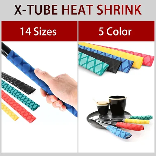 Vista 4 de X-Tube - Tubos envolventes termorretráctiles 39 y 64 pulgadas de longitud para agarre de varillas – 5 colores 14 tamaños, Azul