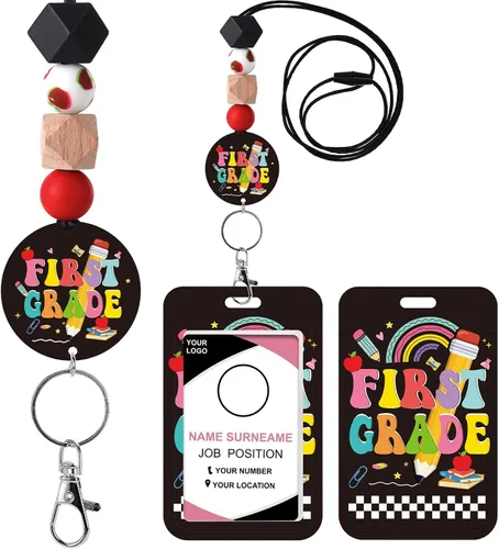 Vista 26 de Cordones para Profesores para Tarjetas de Identificación - Llavero Bohemio de Silicona con Cuentas Separables, Accesorios para Mujeres, Lindo