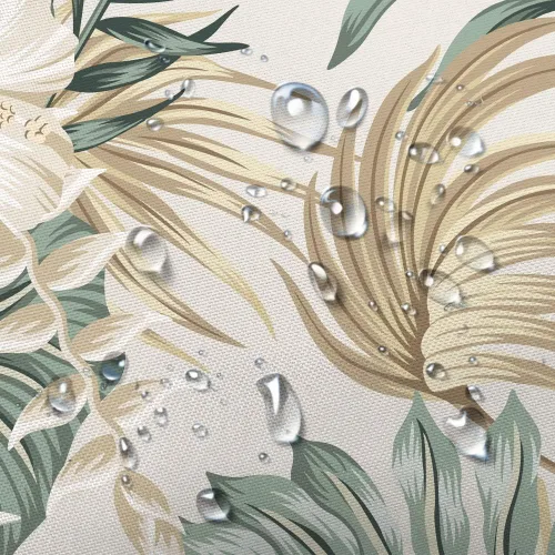 Vista 5 de DYNH Cortina de ducha para baño, diseño de plantas tropicales, plantas tropicales, caravanas, hojas de palmera verde salvia, beige, bonita