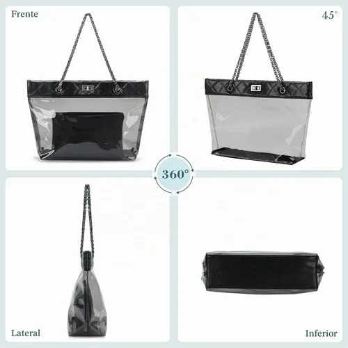 Vista 3 de MICOM Bolsa transparente Negro