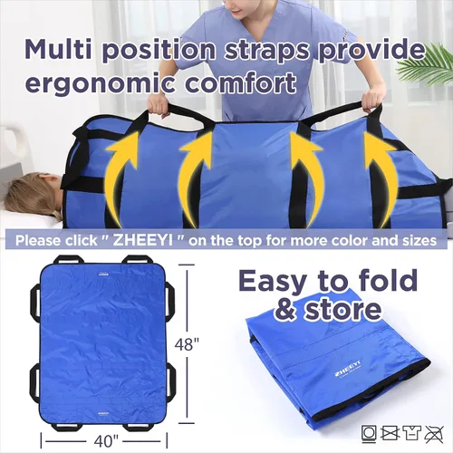 Vista 4 de Almohadilla de cama de posicionamiento multiusos de 48" x 40" con asas reforzadas - Sábana de transferencia reutilizable y lavable para girar