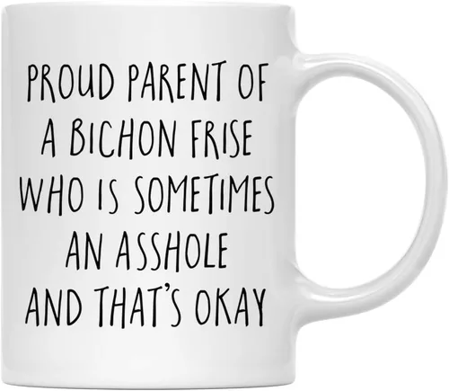 Vista 106 de Andaz Press Funny Dog - Taza de café de 11 onzas, regalo de broma, orgulloso padre de un afenpinscher que es a veces un gilipollas y eso está bien