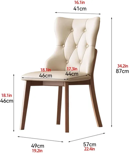Vista 2 de Upholstered Dining Chairs with Backrest,Kitchen Chairs Leather,Living Room Chair with Wood Legs for Home, Restaurant, Hotel, Conference Room Grey