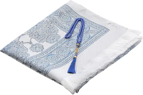 Vista 4 de Alfombra de oración musulmana y cuentas con bolsa portátil, regalos musulmanes para mujeres y hombres, Janamaz, Sajadah, juego de regalos del islam