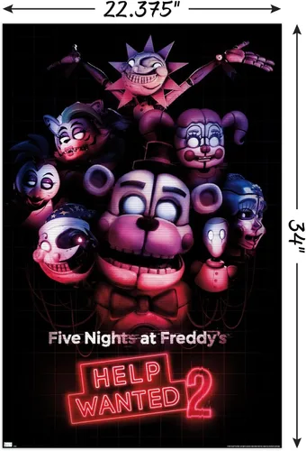 Vista 3 de Five Nights at Freddy's: Help Wanted 2 - Póster de pared de arte clave, 34 pulgadas de largo x 22.4 pulgadas de ancho, versión sin marco