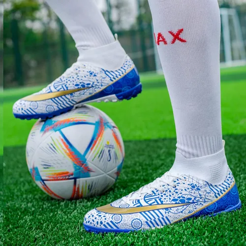 Vista 6 de WINGFAI Zapatos de fútbol para hombre, zapatos de fútbol profesionales de alta calidad, transpirables, atléticos para exteriores e interiores, tenis
