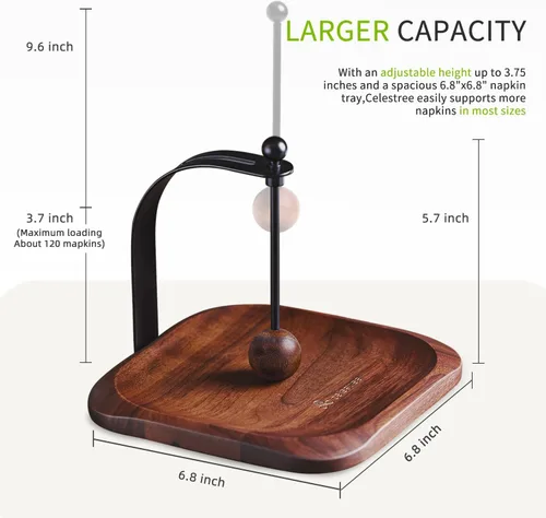 Vista 2 de Servilletero para mesa, servilletero decorativo de cóctel con brazo pesado, moderno servilletero cuadrado para servilletas de papel, bandeja
