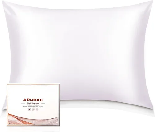Vista 35 de Adubor Funda de almohada 100% de seda, fundas de almohada de seda de morera, 22 fibras de grado Momme 6A, funda de almohada de seda para la salud
