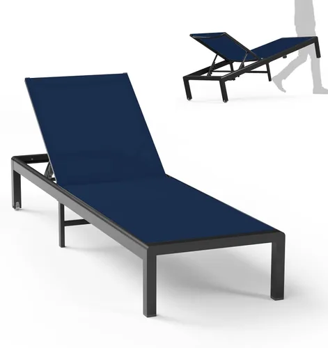 Vista 19 de Tumbona de aluminio para patio al aire libre con ruedas, color Caqui