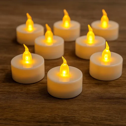 Vista 10 de 12 velas de té con temporizador de fusión naranja, funciona con Vela blanca cálida parpadeante, la batería incluye una duración de más de 100 horas