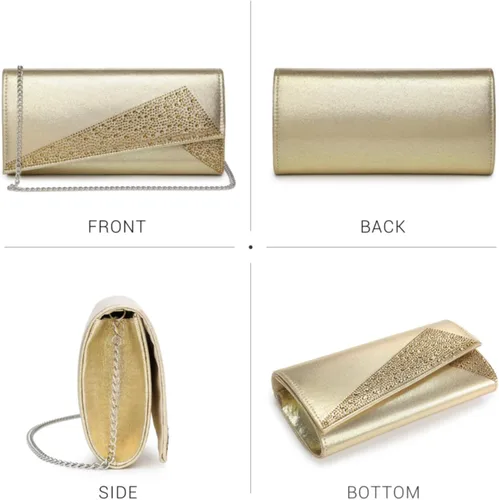 Vista 2 de Dasein Bolso de noche de satén con diamantes de imitación para mujer, bolso brillante con purpurina brillante para fiesta, boda, cóctel, baile