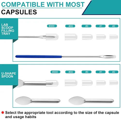 Vista 5 de Kits de máquina de llenado de cápsulas de 8 piezas para relleno de cápsulas de píldoras vacías, suministros para el hogar y laboratorio - Espátula