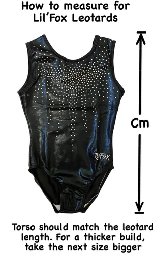 Vista 6 de LIL'FOX SHIMMER Leotardos de gimnasia para niñas - Ropa de baile para niños, volteretas, acrobacia, equipo de gimnasia Negro