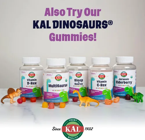 Vista 6 de KAL Dinosaurios de saúco de zinc para niños, suplemento de apoyo inmunológico* para niños con bayas de saúco Sambucus, bayas mixtas de disolución