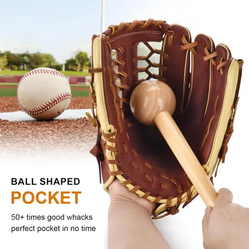 Vista 4 de Martillo de béisbol, mazo de béisbol y softbol, 2 cordones de cuero y 1 aguja para guante de béisbol, 2 cerraduras de béisbol, mazo de golve