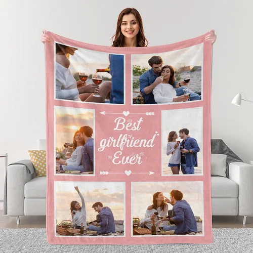 Vista 18 de Mantas personalizadas con fotos, regalos personalizados para parejas para esposa, marido, novia, novio, manta con imagen personalizada "I Love You