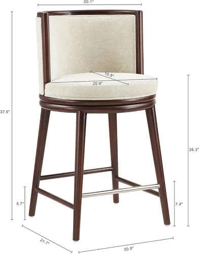 Vista 3 de Manhattan Comfort Taburete tapizado de madera moderno Evalyn Crema
