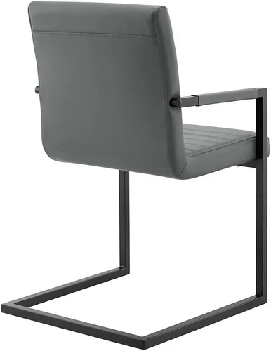 Vista 5 de Modway Savoy - Silla de comedor de cuero vegano en color gris - Juego de 2