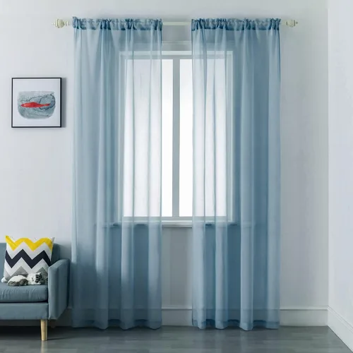 Vista 32 de DUALIFE - Cortinas transparentes de 54 pulgadas de largo, paneles de privacidad de gasa para ventanas, cortinas de lino semitransparentes
